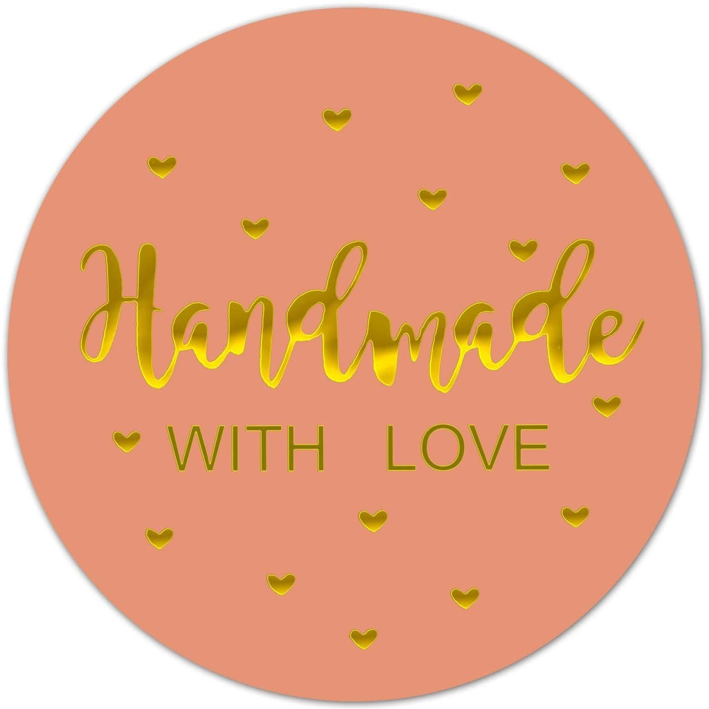 Handmade with Love Stickers Roll, 1.5", Used for Your Products, Packages, Bags, Envelopes, Boxes, Cards, Letters. (1 Roll, 1000 Stickers) 1000 Pcs， Handmade With Love