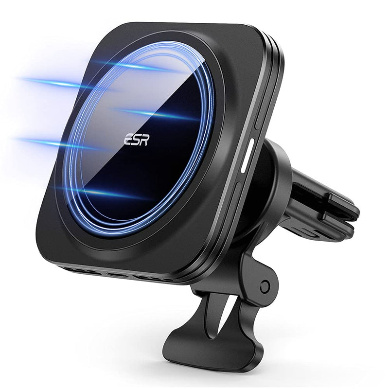 ESR HaloLock Magnetic Wireless Car Charger, Fast Charging, Compatible with MagSafe Car Charger, Air Vent Mount Compatible with iPhone 12/12 Pro/12 mini/12 Pro Max, Black
