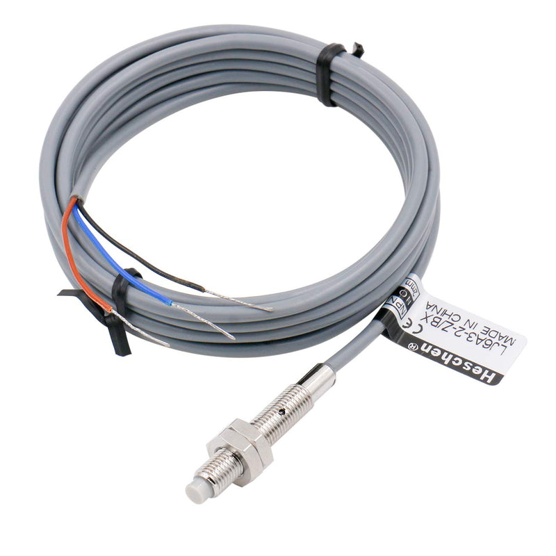 Heschen M6 Inductive Proximity Sensor Switch Non-Shield Type LJ6A3-2-Z/BX Detector 2mm 10-30VDC 150mA NPN Normally Open(NO) 3 Wire