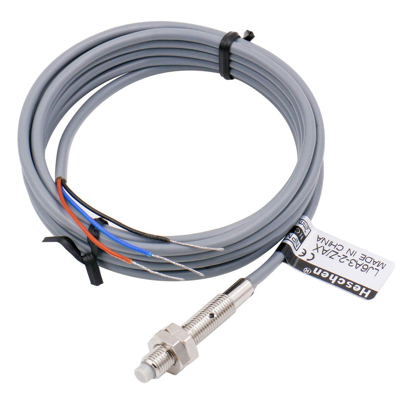 Heschen M6 Inductive Proximity Sensor Switch Non-Shield Type LJ6A3-2-Z/AX Detector 2mm 10-30VDC 150mA NPN Normally Closed(NC) 3 Wire