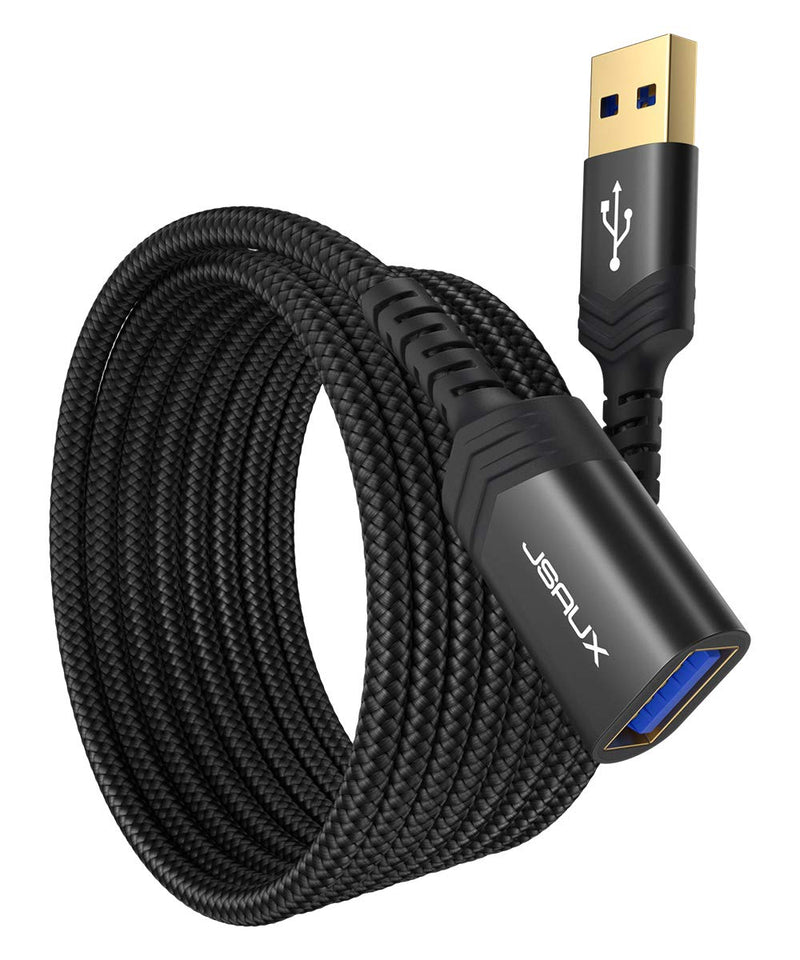 JSAUX USB 3.0 Extension Cable, (2 Pack 6.6ft) USB A Male to Female Extension Extender Cord High Data Transfer Compatible for USB Flash Drive, Keyboard, Mouse, Xbox, Hard Drive and More-Black Black