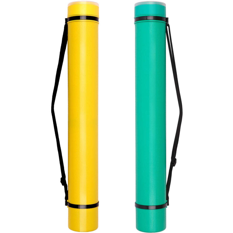 Transon 2-Pack Poster Storage Tube Extendable for Blueprints, Artwork, Maps, Scrolls 2 Pack-Yellow and Green