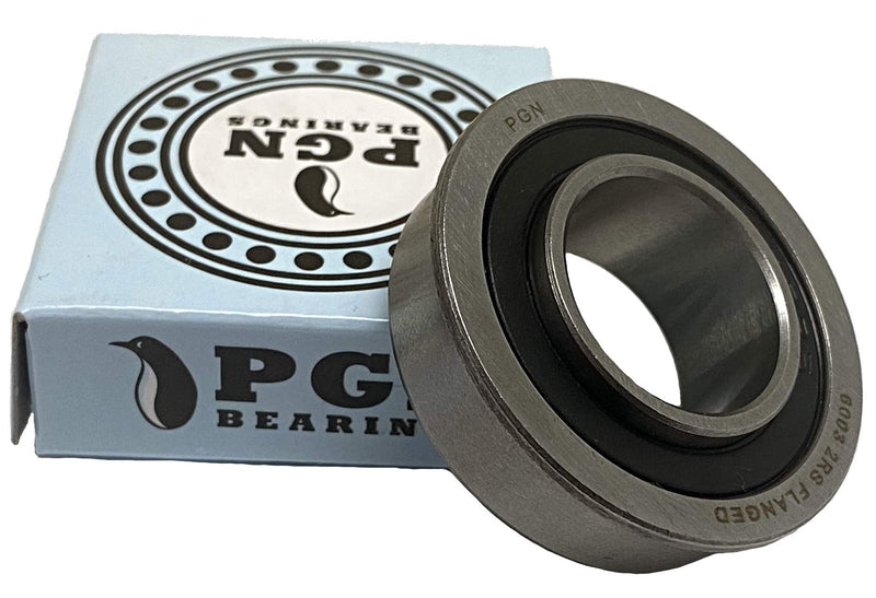 (2 Pack) PGN 3/4" x 1-3/8" Flanged Ball Bearing - Replacement for Lawnmower, Carts & Hand Trucks Wheels, and Wheelbarrows - Chrome Steel - Lubricated