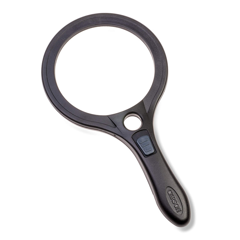 Carson Lume Series COB LED 2x or 2.5x Hand-Held Aspheric Magnifiers For Reading, Low Vision, Inspection, Crafts, Hobby and More (AS-90 or AS-95) 2.0x Magnification (4.0'' Lens Diameter)