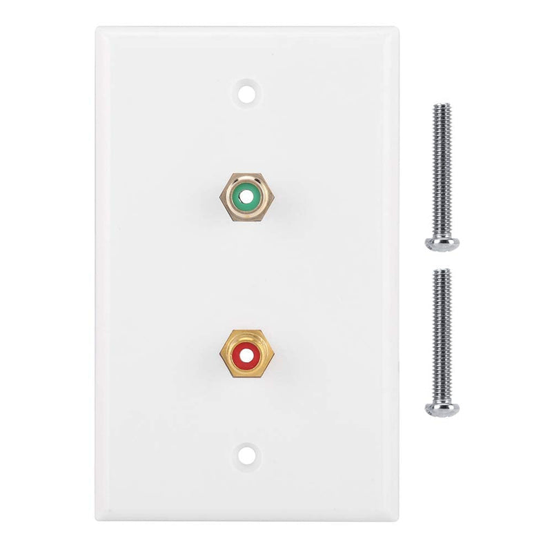 2-Port RCA Panel, Multi-Functional RCA Connector Wall Plate Insert Interfaces for Office Building Subwoofer Audio Port, US Standard, White