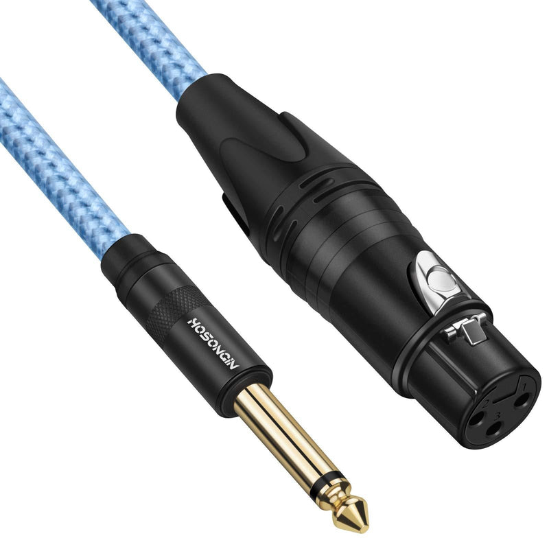 XLR Female to 1/4 TS Unbalanced Microphone Cable, HOSONGIN Quarter inch (6.35mm) TS Mono Jack Unbalanced Interconnect Mic Cord - 1.6 Feet XLR Female - 1/4" Mono - Unbalanced