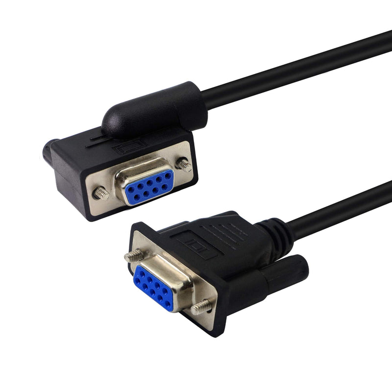 30 cm DB9 RS232 Serial Null Modem Cable. 90 Degree Left Angled RS232 Female to Female Straigh Through Cable, YOUCHENG, for Computers, Printers, Scanners(L)