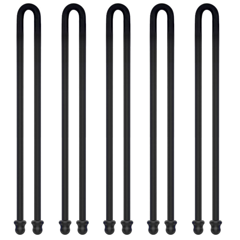 5Pcs 18-Inch Original Silicone Cable Tie, Steel-Core Silicone Twist Ties, Reusable Rubber Twist Tie, Cable Tie Straps. (Black 18-Inch) for Organizing. (Dia 5mm). 18in- 5Pcs