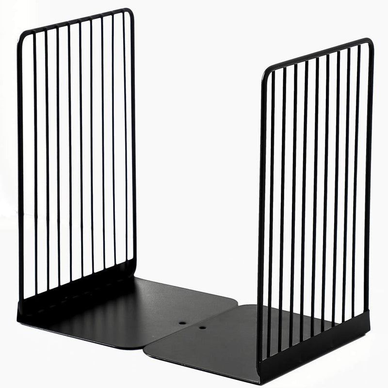 SIPLIV Minimalist Style Bookends Metal Adjustable Books Holder Stand Book Rack Desk Bookend - Beeline, Black