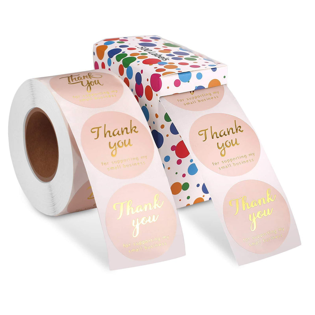 1.5 INCH Thank You Stickers Roll,4 Designs Gold Front 500 Labels, Custom Stickers,Best for Small Business Owner (Champagne-1.5inch) champagne-1.5inch