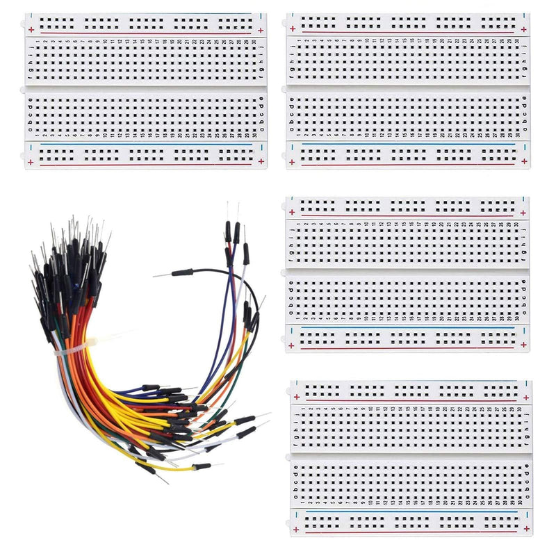 CenryKay 4PCS 400-Point Proyotype Solderless PCB Breadboards with 1 Tie Jumper Wires for Arduino 400 Point Breadboards with Jumper Wires