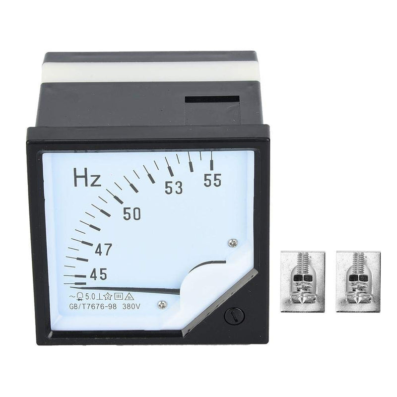 Square Panel Frequency Meter, Pointer Type Analog Panel Hertz Meter 45-55Hz AC 380V 1.5 High Accuracy