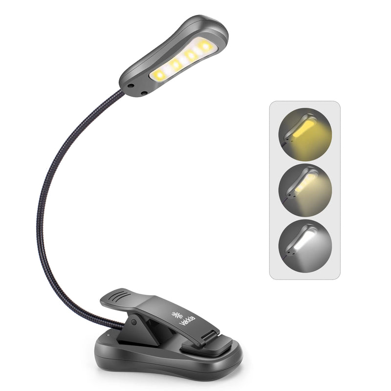 Vekkia Rechargeable-Book-Light-for-Reading-in-Bed, 7 LED 3 Color x 3 Brightness, Lightweight Reading-Light for Readers, Kids & Travel (Iron) Iron