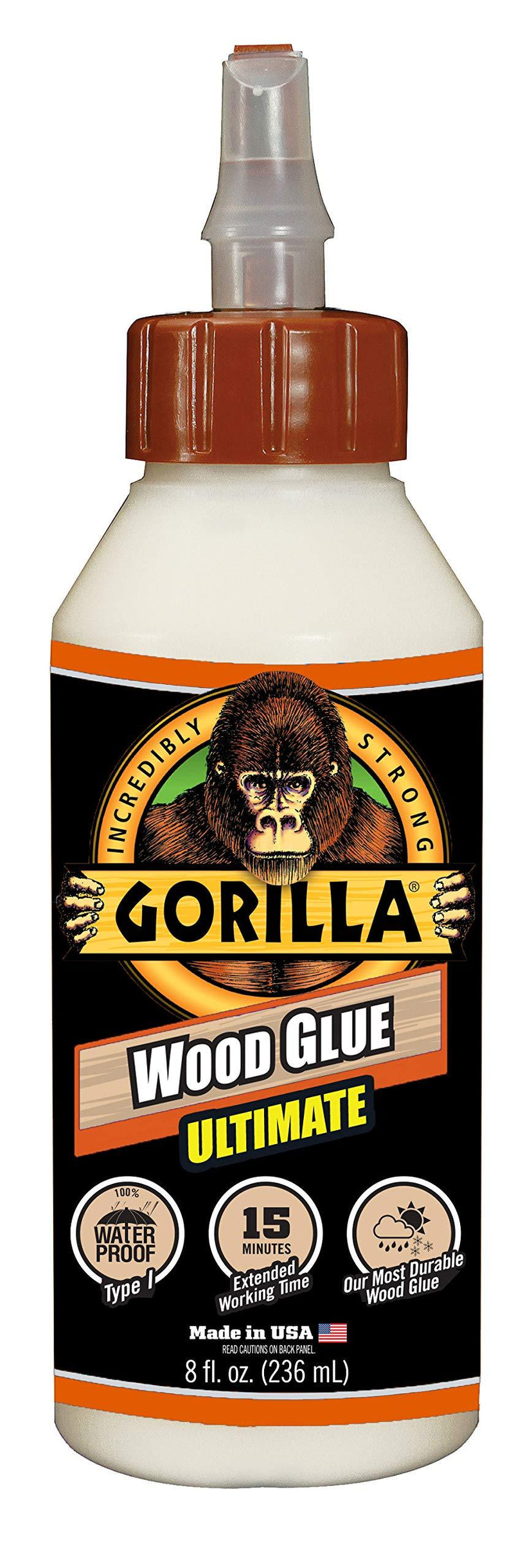 Gorilla Ultimate Waterproof Wood Glue, 8 ounce, Natural, (Pack of 1) 1 - Pack