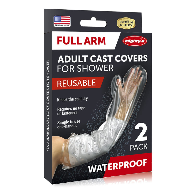 100% Waterproof Cast Cover Arm -【Watertight Seal】 - Reusable Adult Full Arm Cast Covers for Shower Elbow, Hand & Wrist - 2 Pack