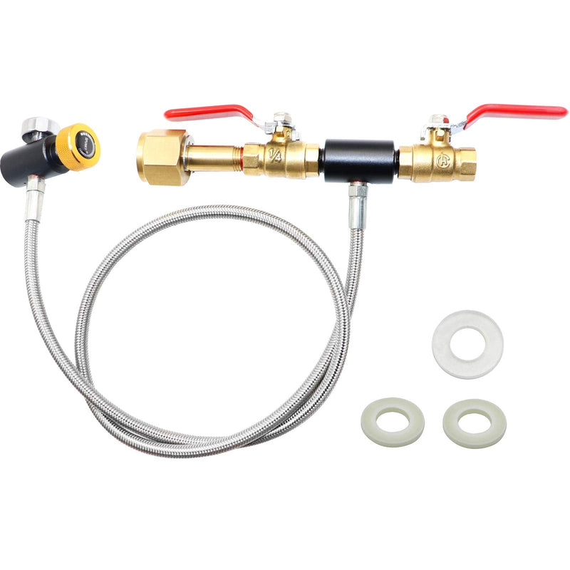 CGA320 G1/2 CO2 Cylinder Refill Adapter Hose, CO2 Refill Station Connector Kit for Filling Soda Maker Sodastream Tank(36inch Hose, Dual Valve With Gauge) (24 Inch) 24 Inch