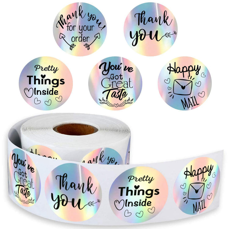 500 Holographic Thank You Stickers 1.5" inch- Happy Mail Rainbow Label - You´ve Got Great Taste Stickers roll Small Business - Christmas Thanksgiving Stikers -Small Business Stickers.
