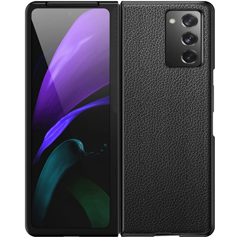 Miimall Compatible with Samsung Galaxy Z Fold 2 5G 2020 Leather Case Cover Hard PC Covered with Slim Leather Anti-Scratch Shook-Proof Bumper Case for Samsung Galaxy Z Fold 2 5G (Black) Black