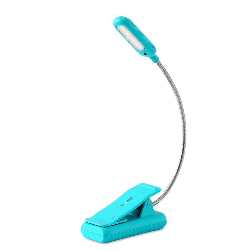 VAVOFO Clip On Book Light for Bed Kids, 7 LED Reading Light with 9-Level Warm Cool White Daylight, Eye Care Lamp with Power Indicator for Bookworms (Blue) Blue