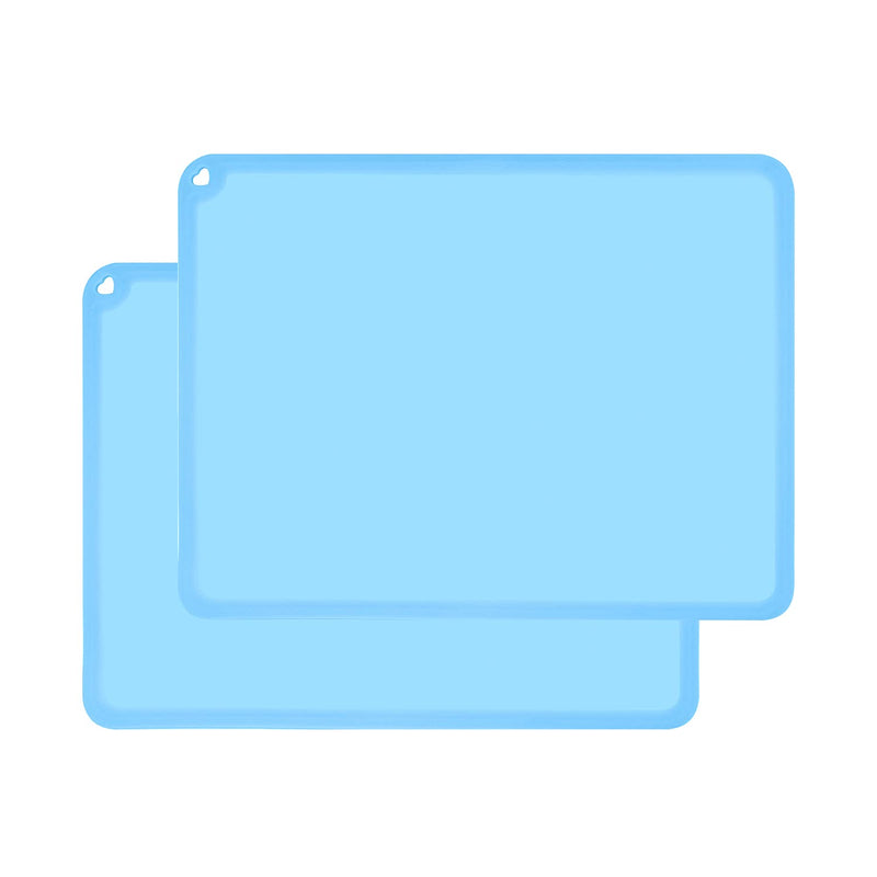 Silicone Placemats for Kids, Baby Toddlers Non-Slip Tablemats Stain Resistant Anti-Skid Reusable Dishwasher Safe Table Mats, Portable Food Mat Travel (2Pack,Baby Blue) 2pack-baby Blue