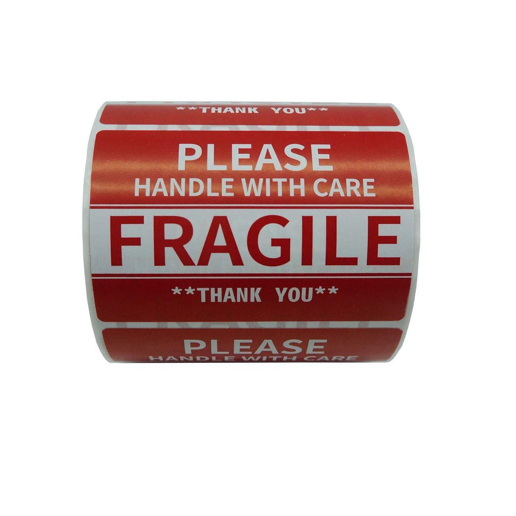 Labelebal Fragile Stickers 3 x 2 Inch Please Handle with Care-Fragile-Thank You Permanent Adhesive Warning Stickers Fragile Labels for Shipping, Moving, Packing (1 Roll, 500 Labels/Roll) 1