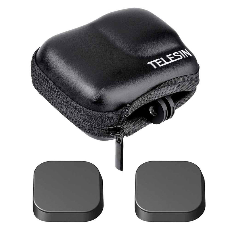 Mini Storage Bag Case for GoPro Hero9 Hero8 Black Camera + GoPro Hero 9 8 Rubber Lens Cap Cover, ULBTER Carrying Portable Boxes Accessory for Go pro Hero9 Hero8 [2+1 Pack] Black Bag+Cover