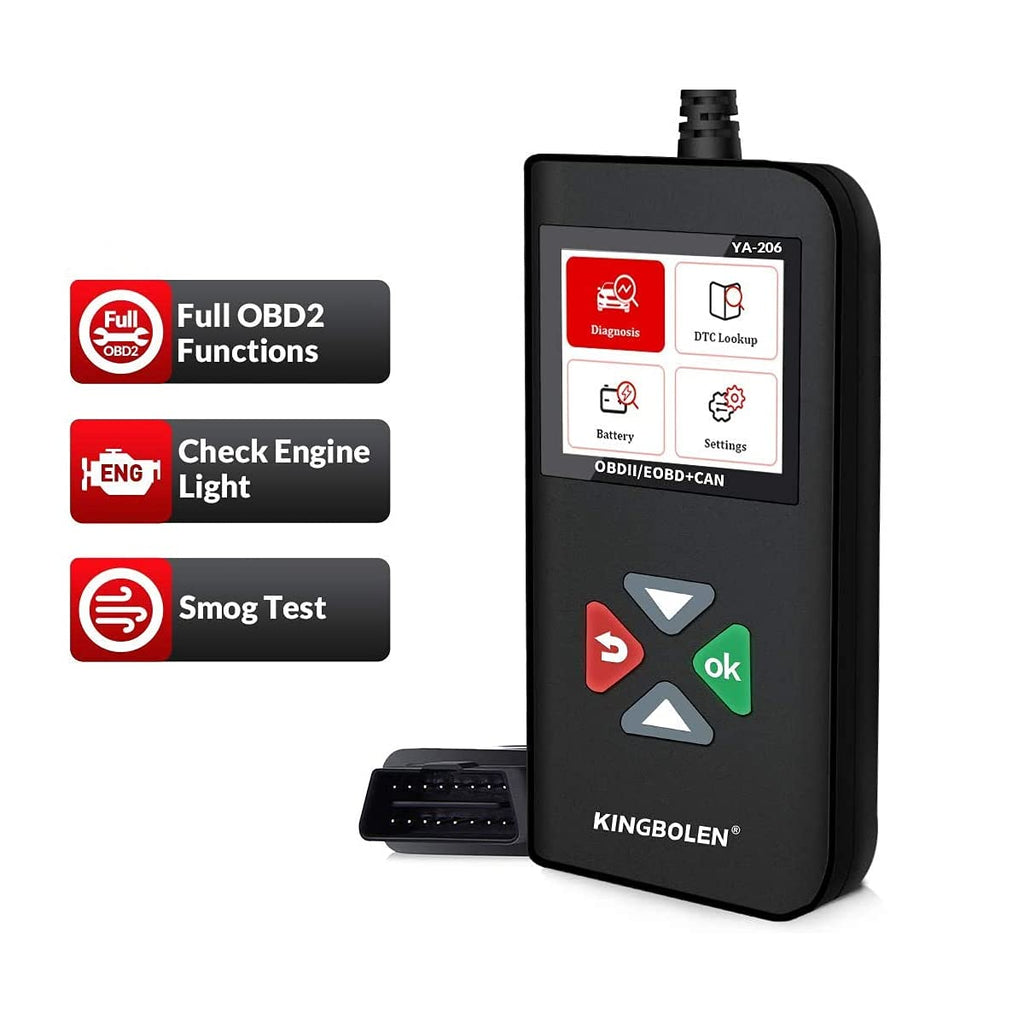 KINGBOLEN OBD2 Scanner YA-206 Code Reader,Car Engine Scan Tool with Full OBD2 Functions,Read and Clear DTCs for MIL Turn-Off Check Engine Light,Car Code Scanner for O2 Sensor and Smog Test