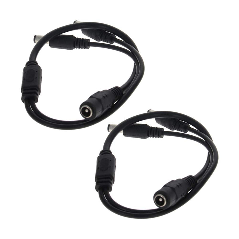 Fielect 2pcs DC Power Splitter 1 Female to 2 Male 5.5mm x 2.1mm Adapter Cable for CCTV Camera LED Strip Lights 2pcs 1 to 2