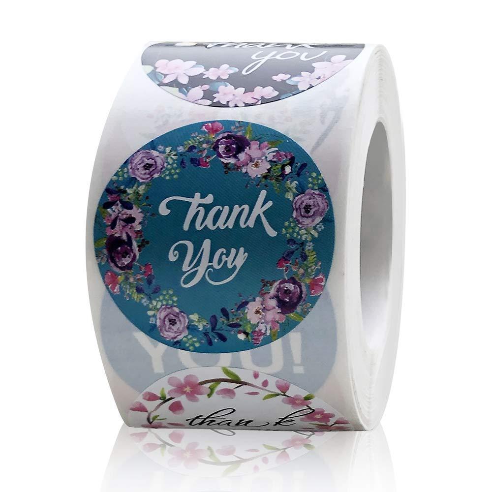 8 Designs Thank You Stickers Roll,1.5 Inch Thank You Stickers, Small Business Labels for Christmas Gifts Bags,500 Labels Per Roll