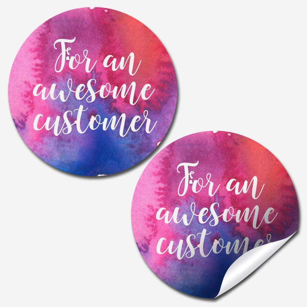 Tie Dye Pink & Purple Awesome Customer Thank You Appreciation Sticker Labels for Small Businesses, 60 1.5" Circle Stickers by AmandaCreation, Great for Envelopes, Postcards, Direct Mail, More!