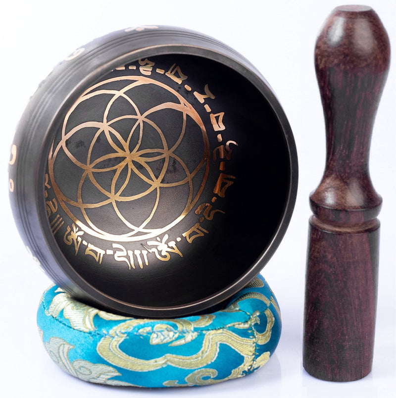 Tibetan Singing Bowl Set - Easy To Play for Beginners - Authentic Handcrafted Mindfulness Meditation Holistic Sound 7 Chakra Healing Gift by Himalayan Bazaar