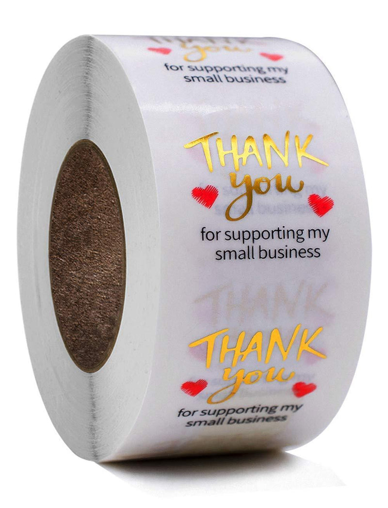 Thank You for Supporting My Small Business Stickers,Round Shape Adhesive Holographic Stickers,Transparent Flash Gold Holo Stickers for Business Boutiques Shop Wrapping Supplies (500Pieces) (1 inch) 1 inch