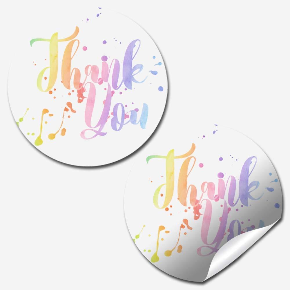 Watercolor Pastel Splatter Themed Thank You Customer Appreciation Sticker Labels for Small Businesses, 60 1.5" Circle Stickers by AmandaCreation, Great for Envelopes, Postcards, Direct Mail, & More!