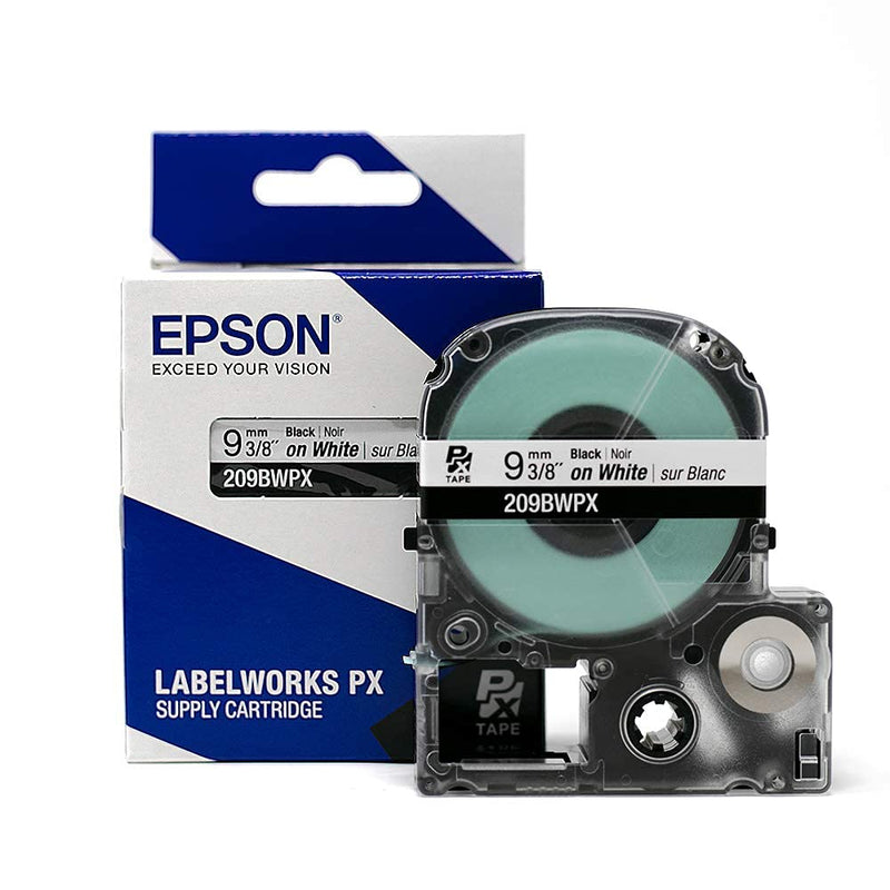 LABELWORKS 209BWPX PET (Polyester) Tape Cartridge - Black on White Standard Industrial Label Maker Tape - 3/8" (9MM) Wide, 30 ft