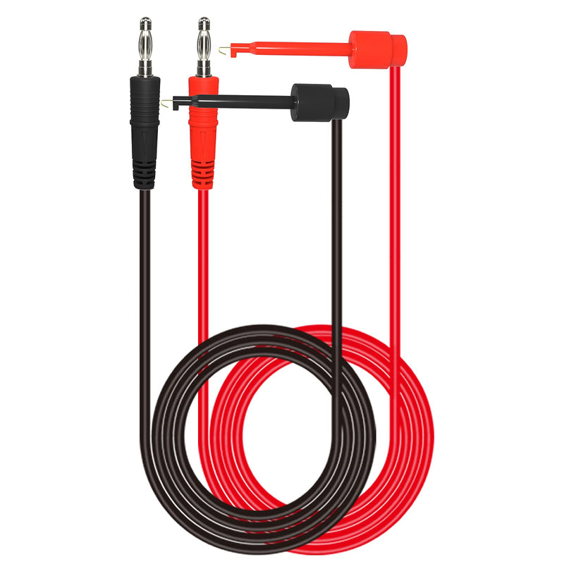Goupchn 2PCS 4mm Banana Plug to Minigrabber Test Hook Clips Test Leads Copper Soft Cable Wires for Multimeter Electrical Testing 500V 5A 2 Pack