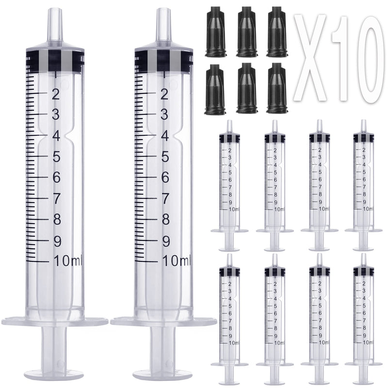 10 Pack 10ml/cc Plastic Syringe Liquid Measuring Syringe Tools Individually Sealed with Measurement for Scientific Labs, Measuring Liquids, Feeding Pets, Medical Student, Oil or Glue Applicator (10ML)