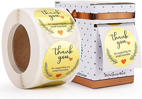 Thank You Stickers,600pcs Adhesive Label Stickers,Roll Round Sticker, Decorative Sealing Labels Coated Paper Adhesive Stickers for Weddings Birthday Business Christmas Gifts Boutique Bags (Gold) gold