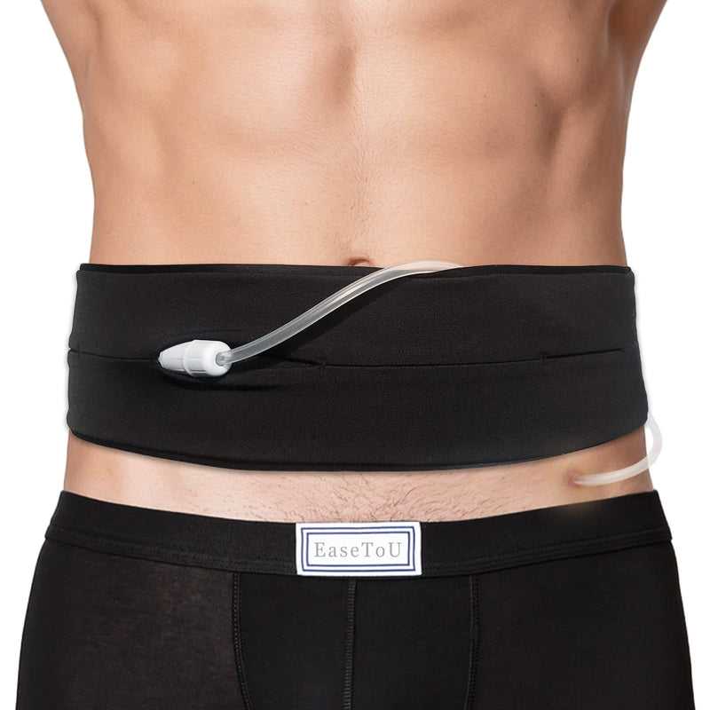 EaseToU PD Belt Peritoneal Dialysis Catheter Holder Comfortable Protector with Slits Pouch for Secure G J Feeding Tube Accessories Men Women Black Medium (Pack of 1)