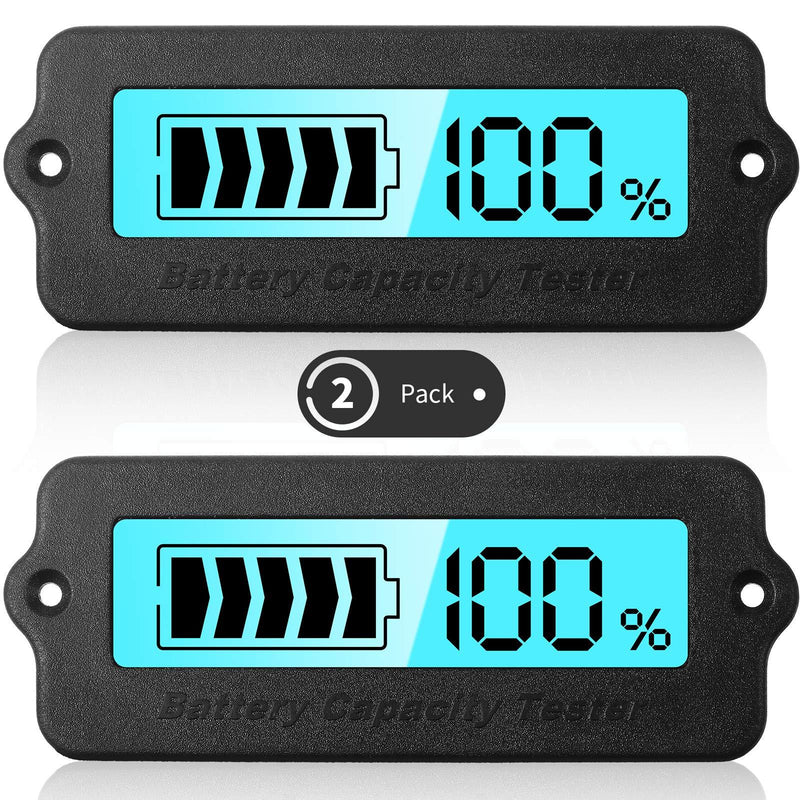 Weewooday Battery Meter Blue Back-Light Capacity Monitor DC 8-63V Digital Battery Indicator DC 12V 24V 36V 48V -Acid and Lithium-ion Battery Indicator (2)