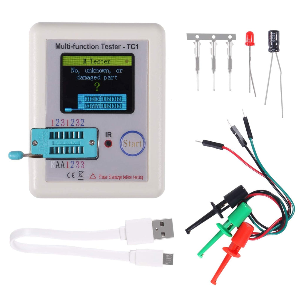 AITRIP LCR-TC1 Colorful Display Pocketable Multifunctional TFT Backlight Transistor Tester for Diode Triode Capacitor Resistor Transistor LCR ESR NPN PNP MOSFET with 1.8 inch Colorful Display