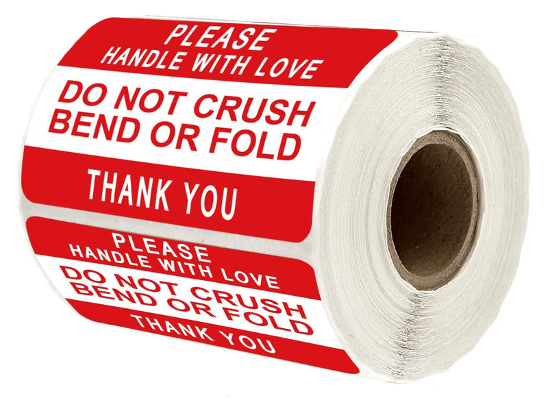 Red "Do Not Crush Bend or Fold" Stickers - 3" by 2" Do Not Bend Shipping Handling Labels Shipping Warning Stickers 300 Adhesive Labels for Packages Boxes (Red, 2 x 3Inches) Red