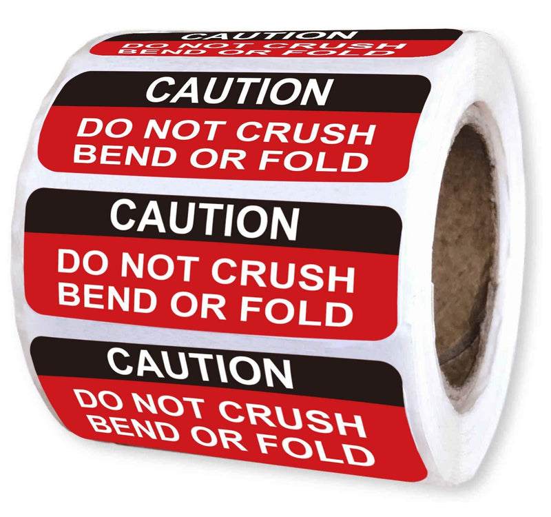 Red "Do Not Crush Bend or Fold" Stickers - 1" by 3" Do Not Bend Shipping Handling Labels Shipping Warning Stickers 300 Adhesive Labels for Packages Boxes (red, 1 x 3Inches) Red