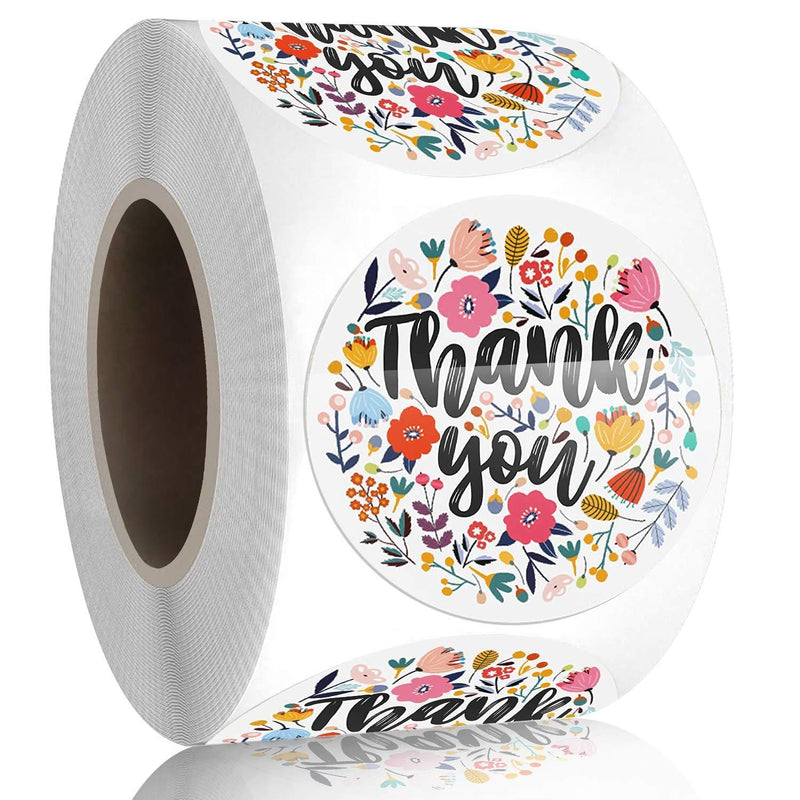 Padike Thank You Stickers Labels Roll for Business Favors Birthday Gift Bags Baby Shower Wedding 500 Labels 1 Roll 1.5'' Waterproof ,8 Designs (Thank You-E) Thank You-e