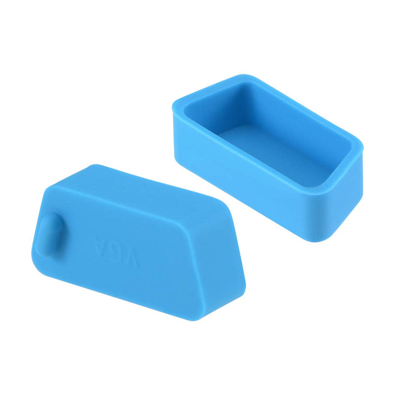 uxcell 10pcs VGA Port Cover Silicone Anti Dust Protectors Cap for DB9, Blue