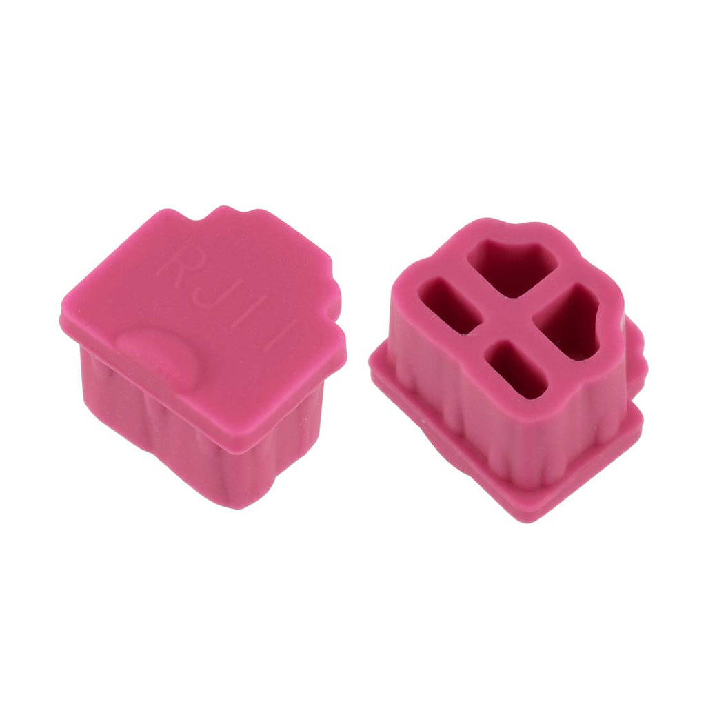 uxcell 10pcs RJ11 Silicone Protector Telephone Modular Port Anti Dust Cap Cover, Rose Red