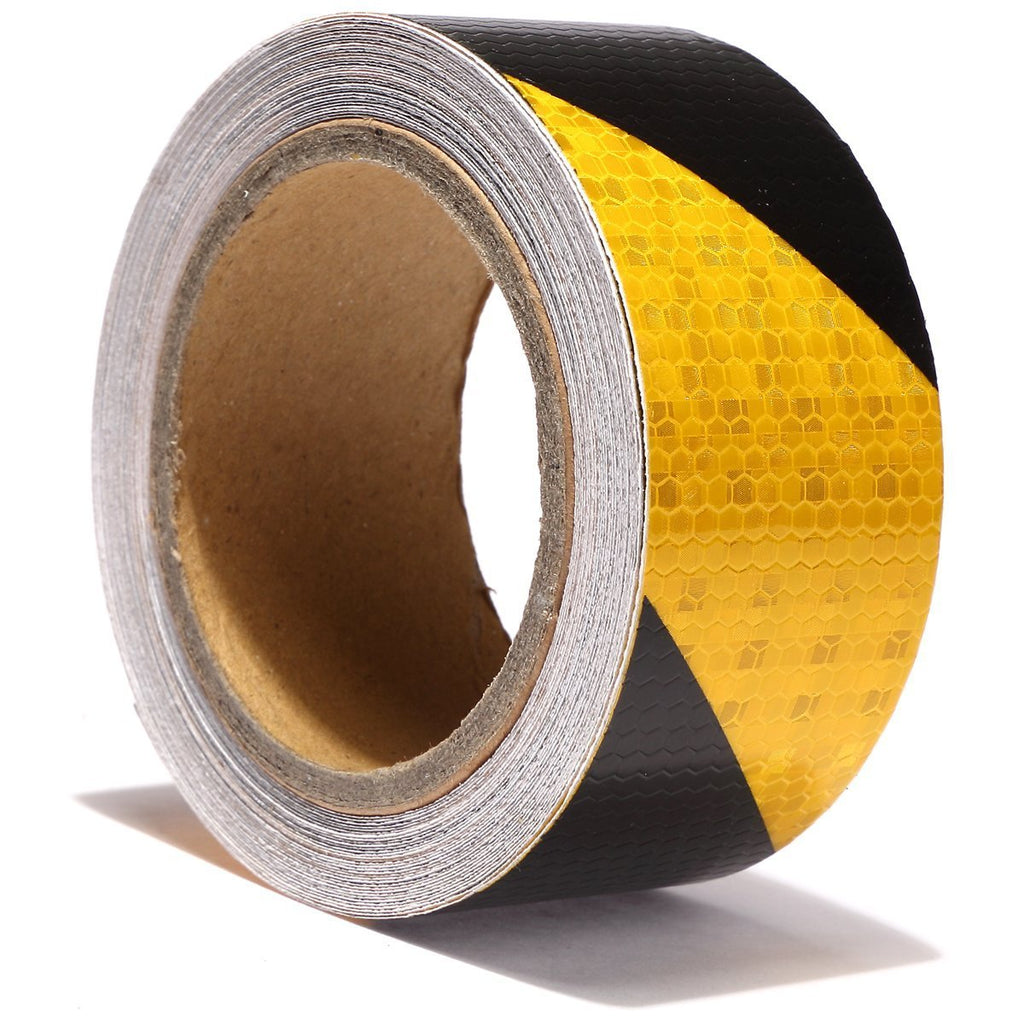 Yellow Black Reflective Warning Tape, Yellow and Black Reflective Sticker, for Road Safety Sign Sticky Adverting Road Signs, 2" x 30 Feet,1 Roll Yellow & Black A