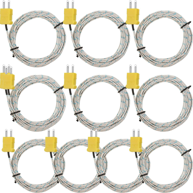 3 Meters K Type Mini-Connector Thermocouple Temperature Probe Sensor Temperature Sensing Line K Type Thermocouple Wire Measure Range -50 to 400 Celsius, Compatible with TM902C/ TES1310 (10 Pieces) 10