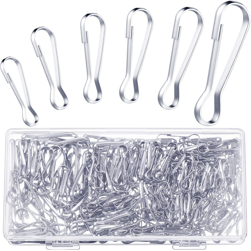 250 Pieces 6 Size 304 Stainless Steel Spring Hooks, 20mm 25mm 28mm 30mm 32mm 40mm Metal Spring Hooks, Lanyard Snap Clip Hooks, Steel Rust-Proof Zipper Pull for ID Card, Key Chain, Purse, DIY, Curtains