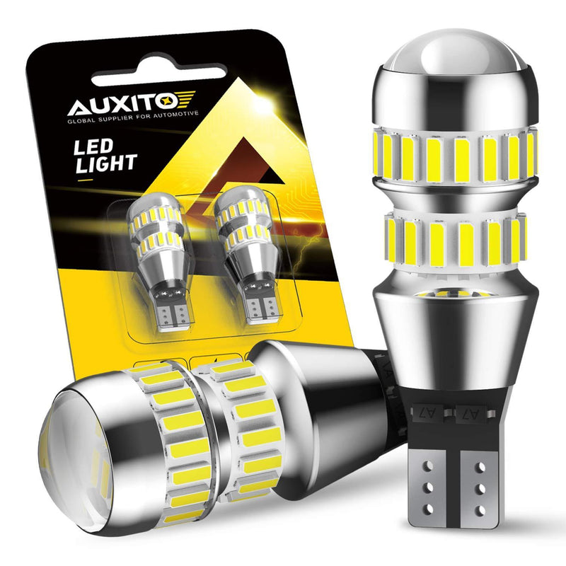 AUXITO 912 921 LED Bulbs for Backup Reverse Light Bulbs, 2600 Lumens 4014 42-SMD, 6000K White, Non-polarity 906 W16W T15 921 LED Bulb Direct Back Up Replacement Lamp, Pack of 2