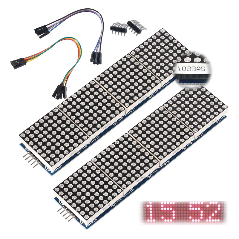 ALAMSCN MAX7219 Dot Matrix Module 32x8 4 in 1 LED Display Modules for Arduino Raspberry Pi Microcontroller with 5Pin Wires Red (Pack of 2)